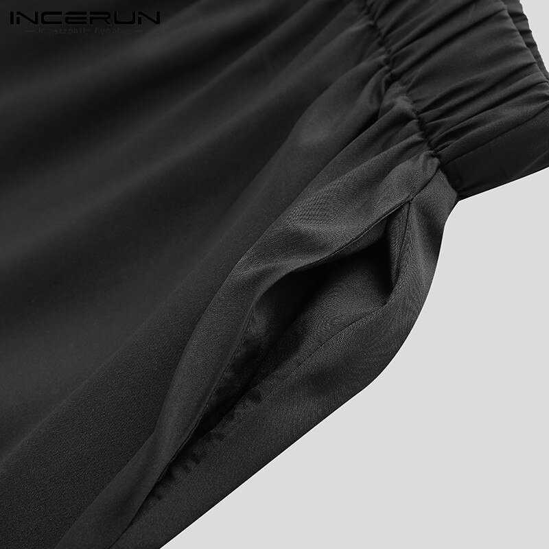 Incerun Mode Mannen Harembroek Elastische Taille Effen Kleur Joggers Losse Onregelmatige Rok Broek Streetwear Dans Broek Mannen
