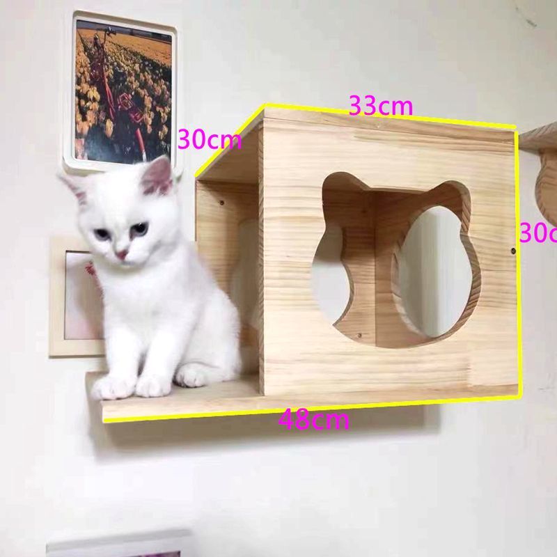 Wall-Mounted Cat Climbing Frame Wall-Mounted Solid Wood Cat Nest Jumping Platform Scratching Pole Cat Wall Cat Ladder Cat Space