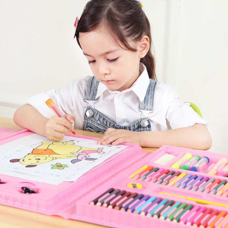 176 stks Kids Creatieve Schilderen Graffiti Verf Borstel Set Mode Kinderen Dagelijks Entertainment Speelgoed Art Sets Met Ezel