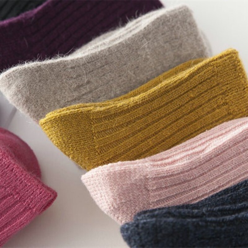 Chaussettes chaudes en laine pour enfants de 1 à 3 ans, fille et garçon, couleur unie, hiver paires/lot