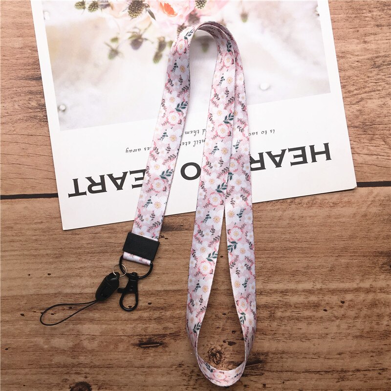 Correa para el cuello cordón para llaves de flores, portallaves con etiqueta de nombre USB, cuerda para colgar, Lariat multifunción: 5