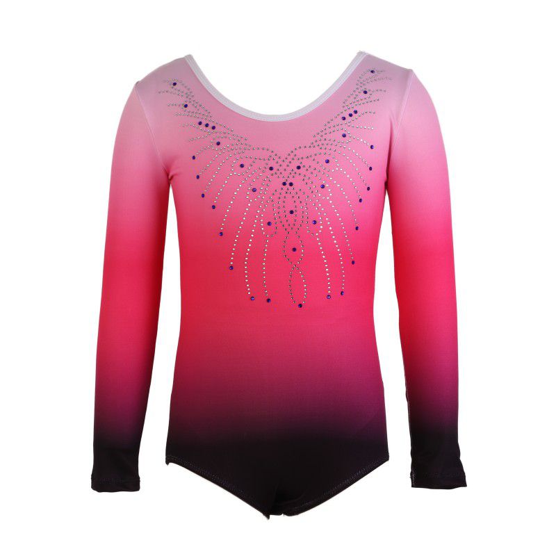 Girls Leotards Ballet Dress Ballerina Ballet Leotards Gymnastics Long Sleeve Gradient Color Costumes Dance Wear Costumes1: Pink / 10 Code