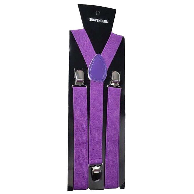 Justerbare elastiske seler til voksne unisex kvinder mænd y form elastiske clip-on seler bukser seler: Lilla