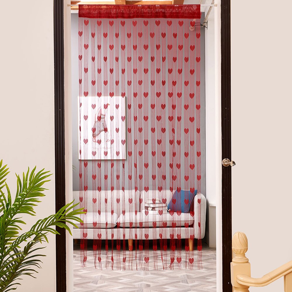 Europäischen Und Amerikanischen Stil String Vorhang Shiny Quaste Linie Vorhänge Für Wohnzimmer Küche Fenster Tür Teiler 50cm x 200cm: Watermelon Red
