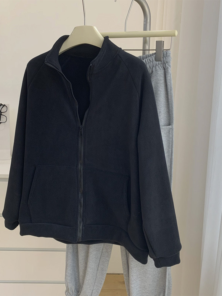 Polar Fleece Casual Jassen Jassen Tops Losse Warme Sweatshirt Basis Casaco Koreaanse Chaquetas Abrigos Mode Vrouwen Jaqueta: M / Beige