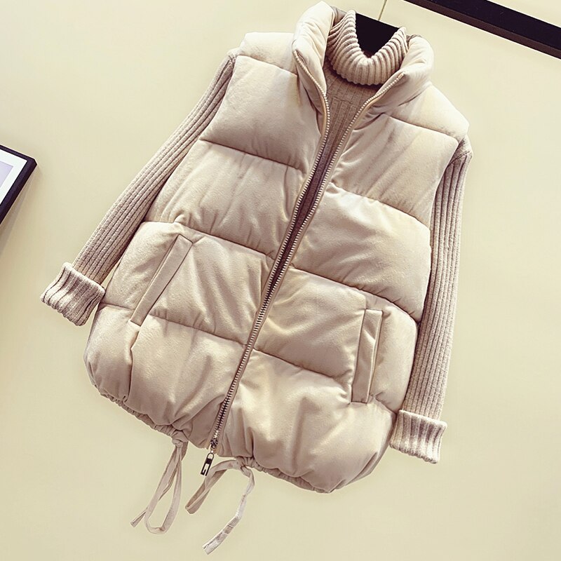 autumn winter women&#39;s casual female nice warm Vest Outerwear MP3302: Beige / XL