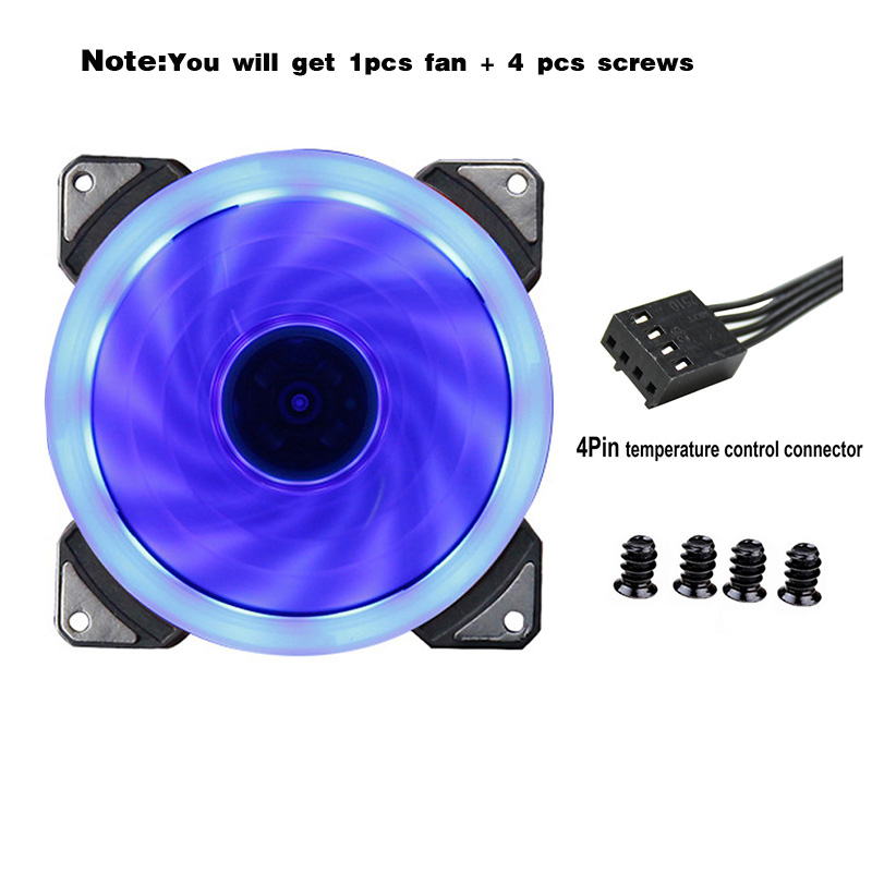 90mm LED Light 4PIN 3PIN PC Desktop Computer Case Cooling Cooler Fan 12V 9225 92x92x25mm GPU CPU Cooler Double Halo Light: 1pcs Blue-4pin