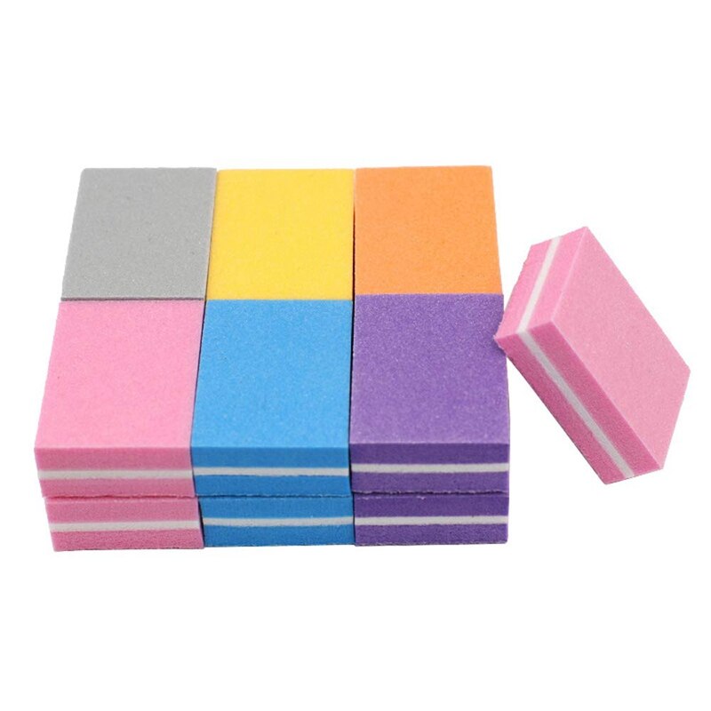 50 Stks/partij Mini Kleurrijke Sandwich Nail File Buffer Blok Roze Schuren Gereedschap Pedicure File Manicure Nail Art Accessoires