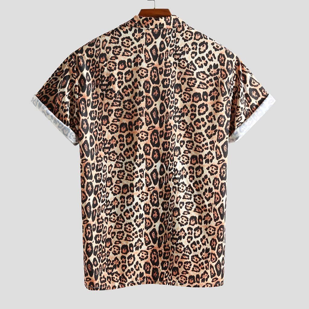 Zomer Shirts Voor Mannen Streetwear Korte Mouw Heren Shirts Casual Luipaard Hawaiian Afdrukken Shirt Blouse Mannen Chemise Homme