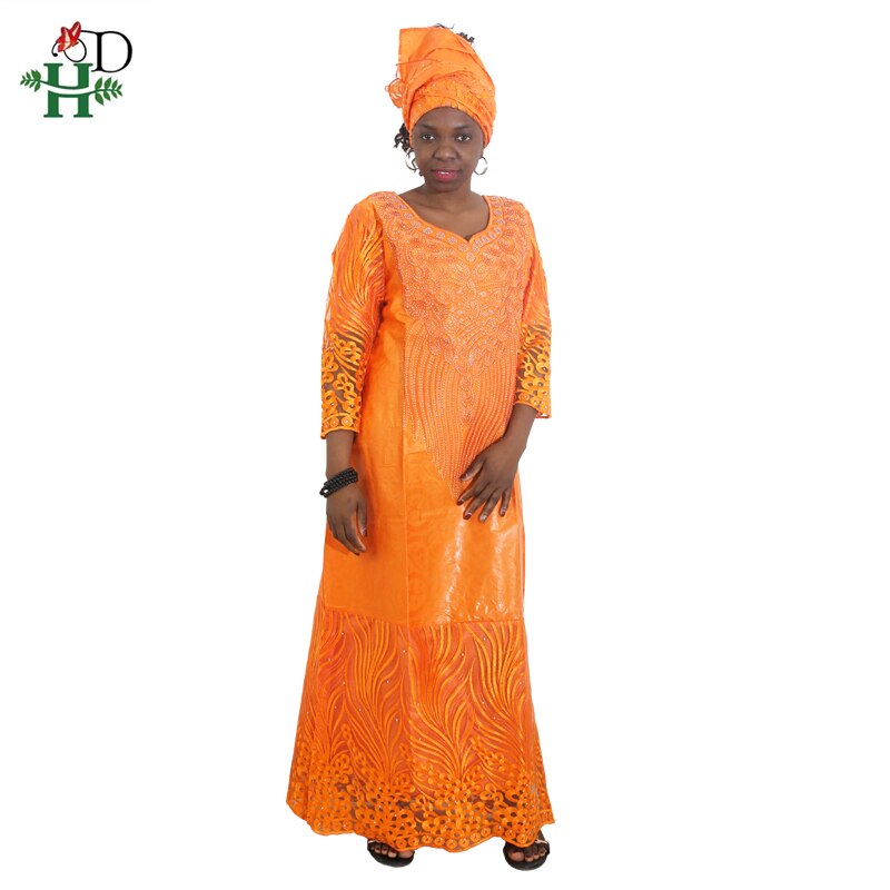 H&D african dresses for women african head wraps robe africaine beading lace bazin outfit dress african clothes south africa