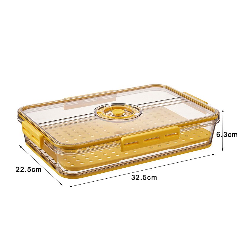 Refrigerator Storage Box Kitchen Storage Containers for Food Vegetable Fruit Timekeeping Frozen Storage Box Freezer Sealed Box: Yellow 7003