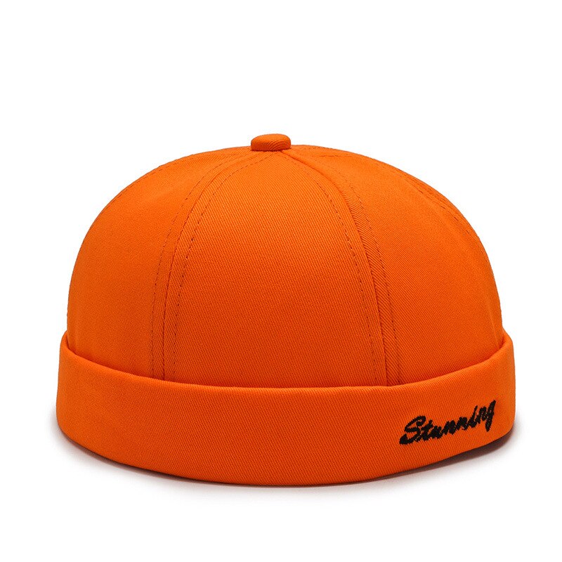 Cool udlejer hat mænd street trendy hip-hop hat kasketter uden skygge melon hue huer til mænd: Orange 2