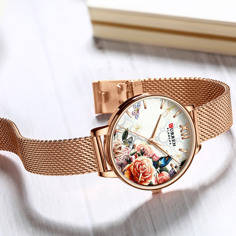 Dameshorloges curren dameshorloge casual dames quartz polshorloges met roestvrijstalen armband