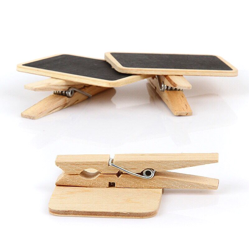 Mini Wooden Blackboard Memo Sign Message Small Note Stand Clip for Food Labels Party DOM668