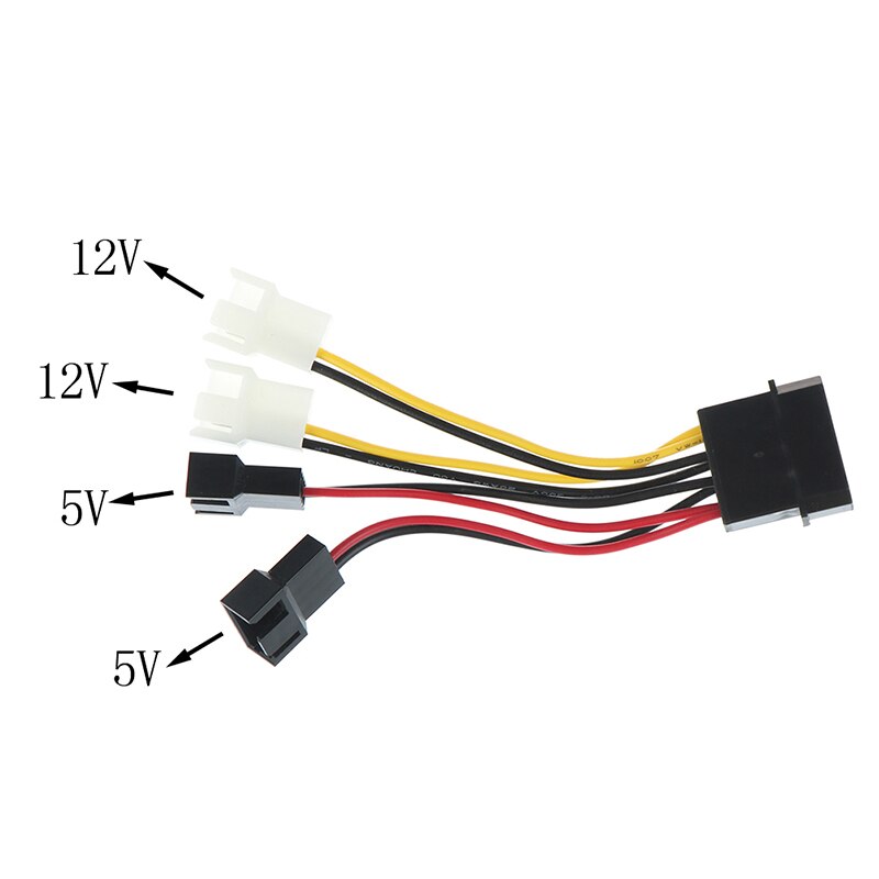 1pc 4Pin To 3Pin Fan Power Cable Adapter 12v*2/ 5v*2 For Computer Cooling Fan Cables For CPU PC Case Fan