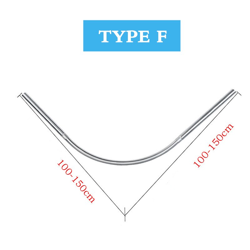 U-Shaped Shower Curtain Rod Retractable Curved 201 Stainless Steel Rail Rod No Punching Bathroom Curtain Mounting Rod 6 Size