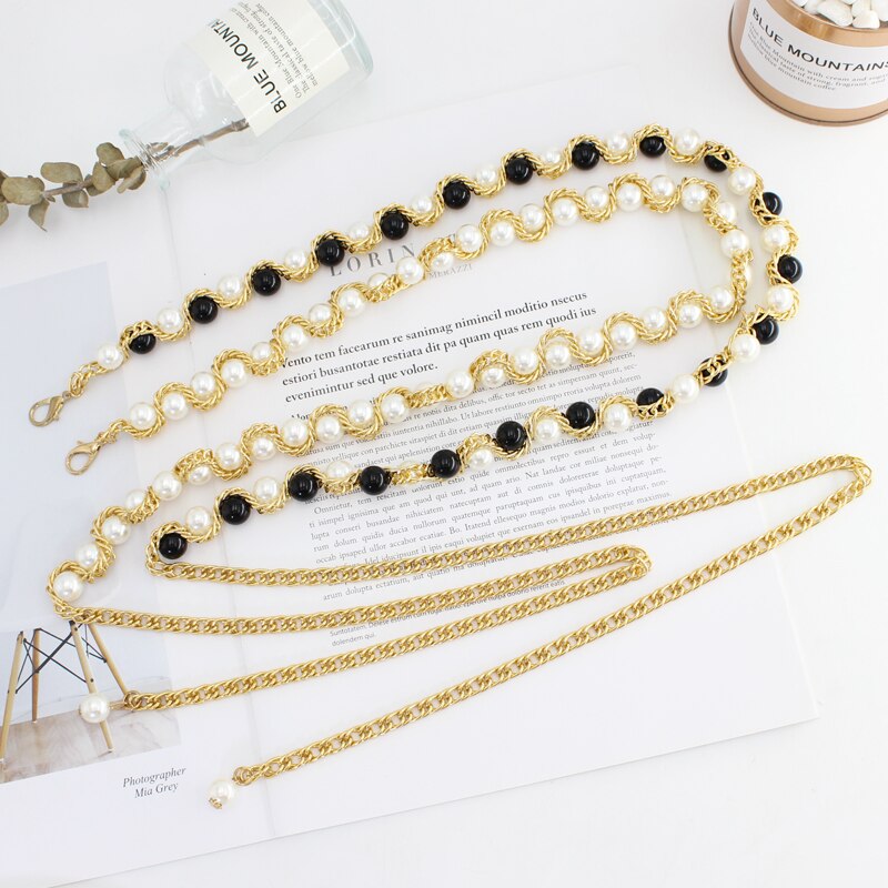 2022 hanfu belt women simulated pearl belts alloy chain belts waistband women dresses clothing female accessories