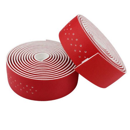 Cinta perforada de cuero PU para manillar de bicicleta, 2 rollos, transpirable, suave, engranaje fijo, accesorio de ciclismo, MICCGIN: TP01-Red