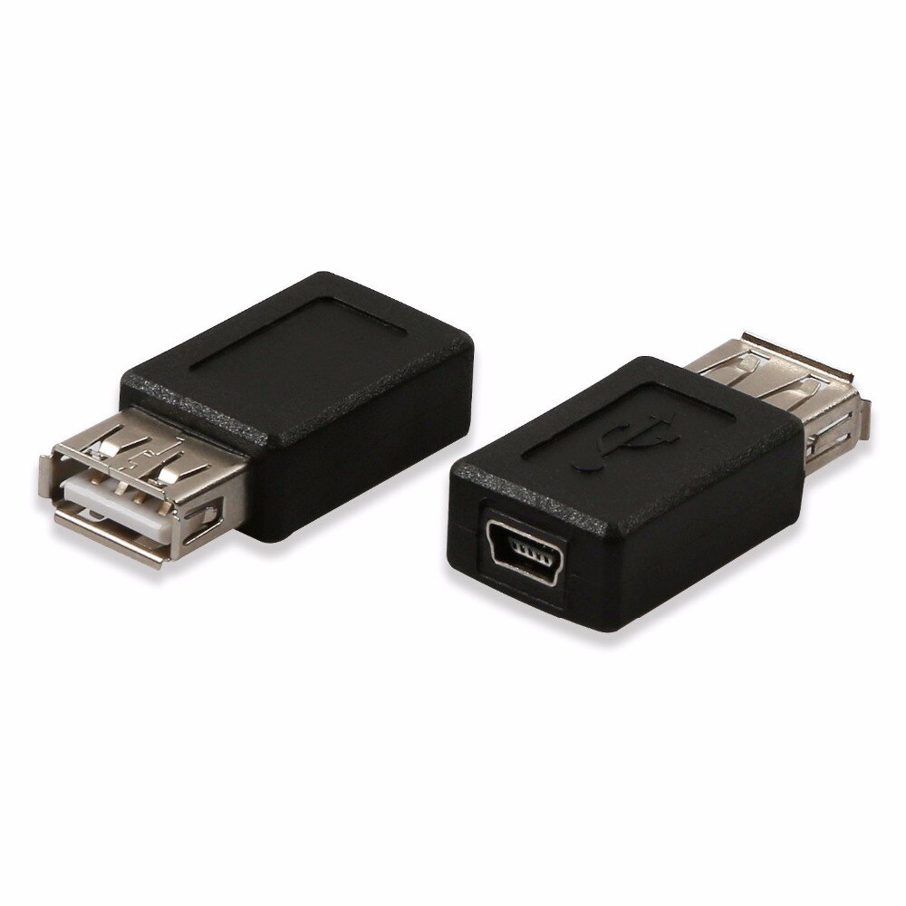 2 unids/lote USB 2,0 A hembra A USB B Mini 5 Pin hembra Adaptador convertidor