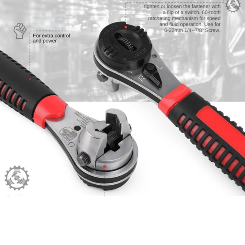 Multiværktøjsnøgle justerbare skraldenøgler 6-22mm skruenøgler universal skruenøgleværktøj til bilreparationsværktøj hurtig skruenøgle