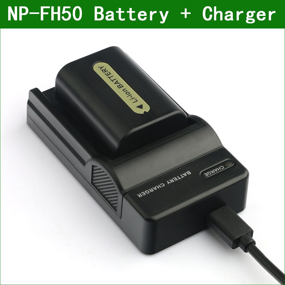 LANFULANG NP-FH50 NP FH50 batería para cámara Digital + cargador para Sony NP FH30 FH40 FH60 FH70 FH100 DCR SR35 SR42 SR45 SR82: 1Battery 1Charger