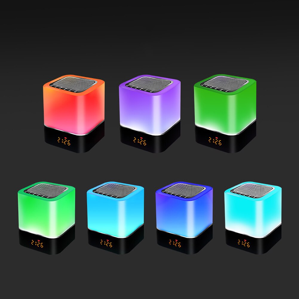 Kleurrijke LED Light Touch Schakelaar Bluetooth Speaker Klok Bluetooth Speaker