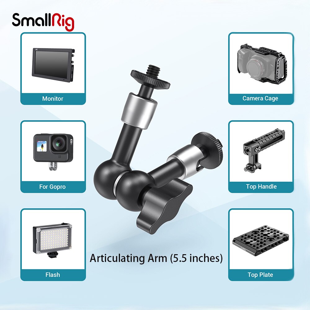 Braccio magico regolabile per fotocamera DSLR SmallRig braccio articolato da 5.5 pollici con filettatura 1/4 per supporto tenere sotto controllo LCD 2065