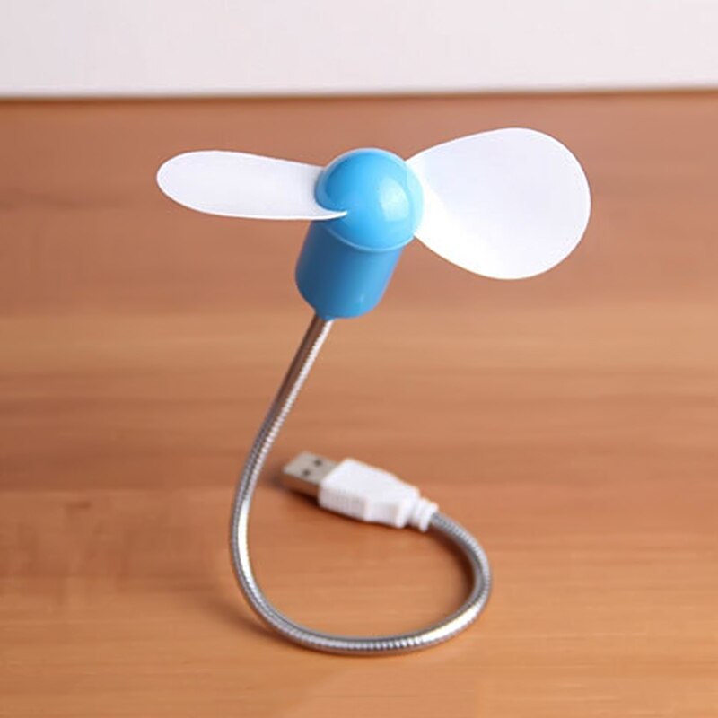 1pc Flexible Mini USB Cooling Fan Cooler For Laptop Phones Desktop PC Portable Low Noise Flexible Goose Neck Cooler Fan: blue