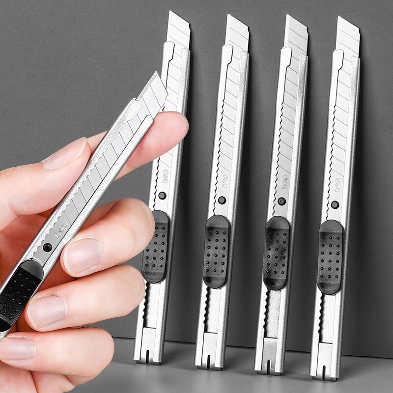 Deli Retractable Stationery Utility Knife Small Box Cutter Art Knife 9MM Blades,Auto Lock Carbon Steel Sharp нож School Supplies