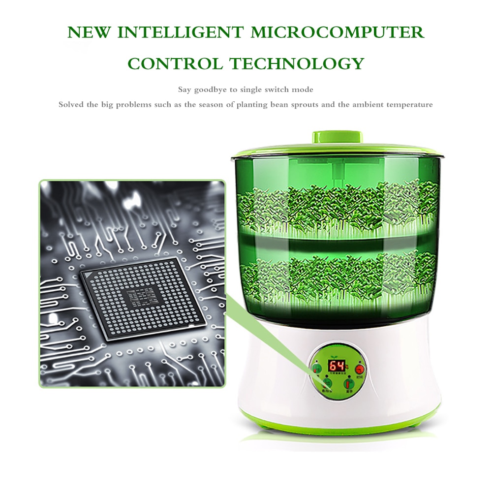 Intelligens bønnespirer maskine spiring maskine dobbelt lag termostat grønne frø automatisk spirende enhed hjemmebrug