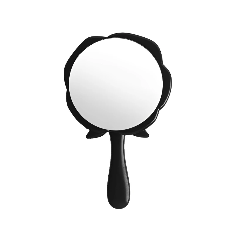 Espejo de maquillaje con forma de flor rosa, extensión de pestañas, espejo de tocador de mano, espejo cosmético portátil para niñas y mujeres, herramientas de maquillaje: marrón