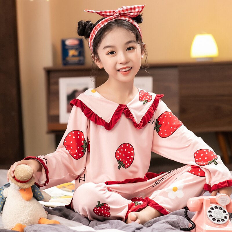 Cotton Girls Pajamas Sets Spring Long Sleeve Children's Sleepwear Set Cute Pajamas Girls Pyjamas Sets for Kids Nightwear