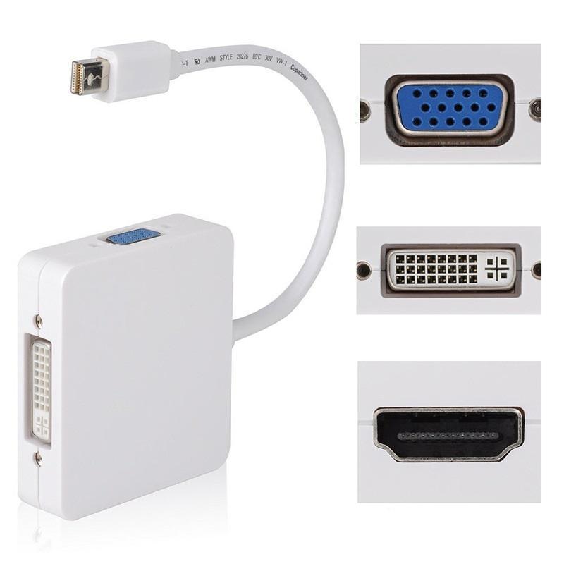 3-in-1 Mini DisplayPort Adapter - HDMI, VGA, DVI - for MacBook Pro