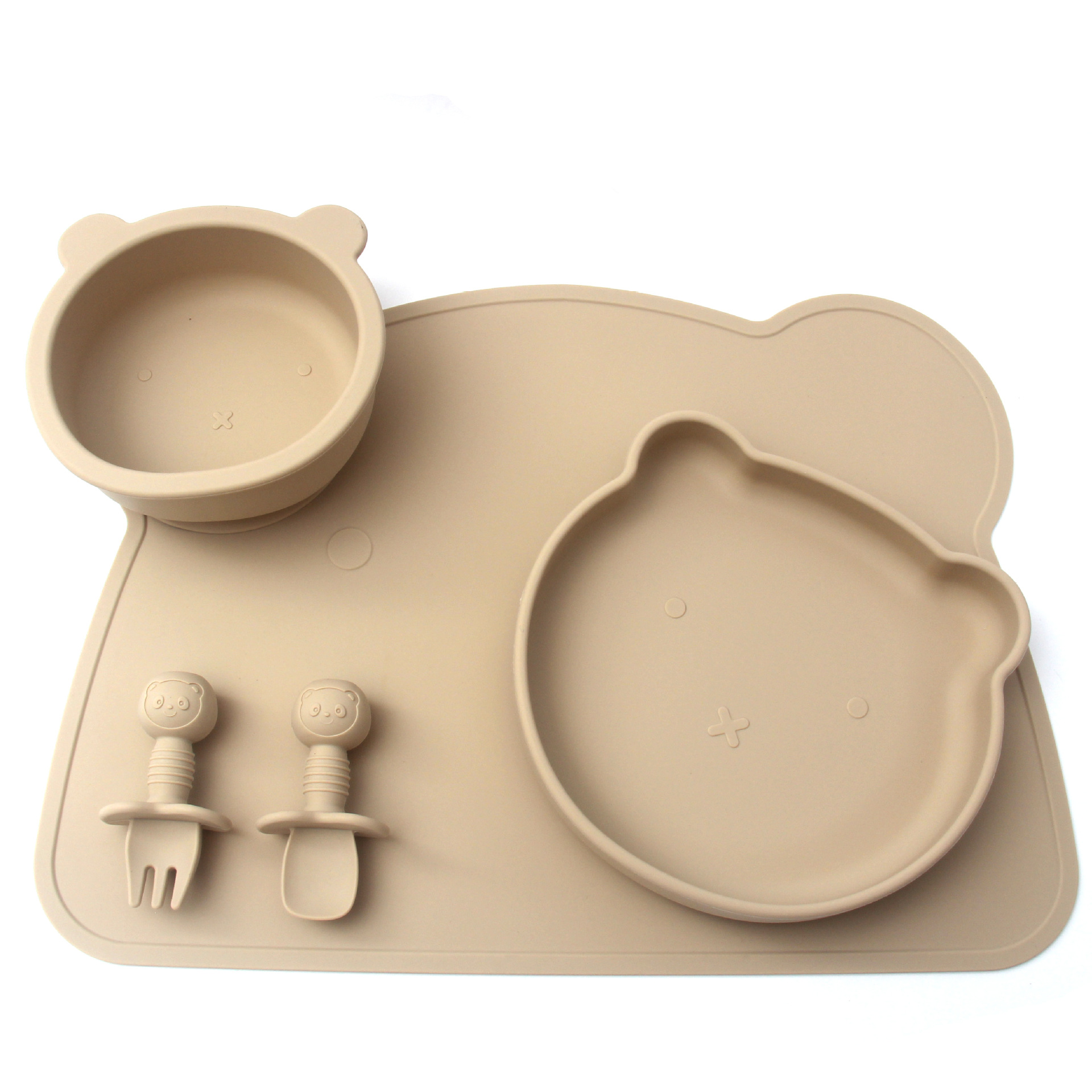 Babyvoeding Kom Plaat Lepel En Vork Set Food Grade Siliconen Antislip Baby Siliconen Servies Bpa Gratis Siliconen kauwen Gerechten