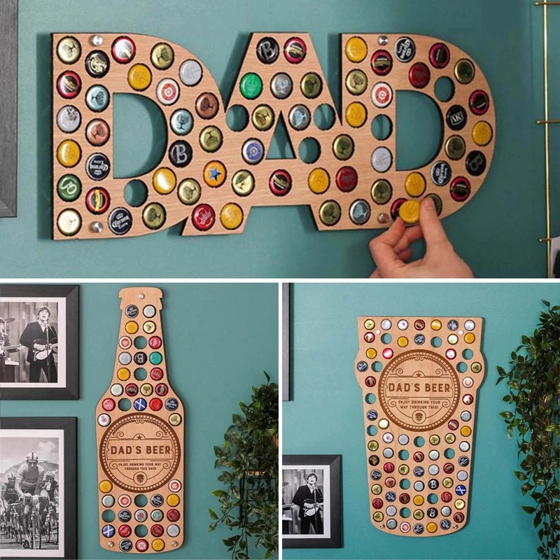 DAD Wine Bottle Cap Display Map Beer Collection Holder Unique Fathers Day Beer Bottle Cap Collection