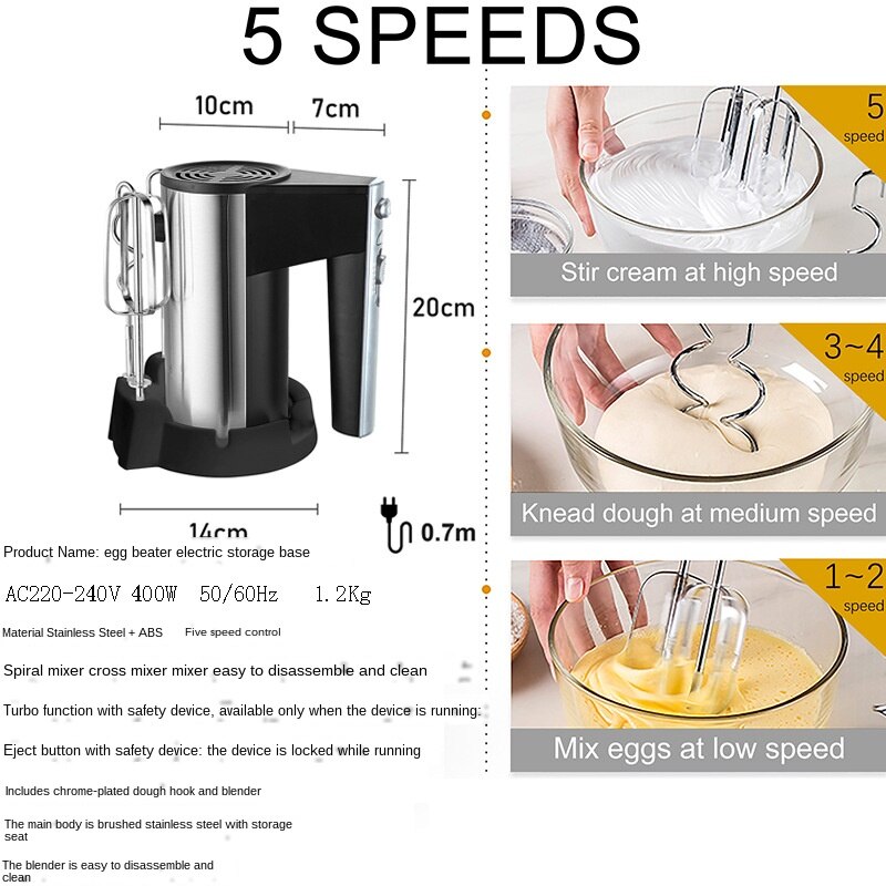 5 prędkości elektryczne miksery żywności ze stali nierdzewnej mikser ciasta trzepaczka robić jajek spirala ubijaczka, rózga robić kuchni gotowanie narzędzie ZH710