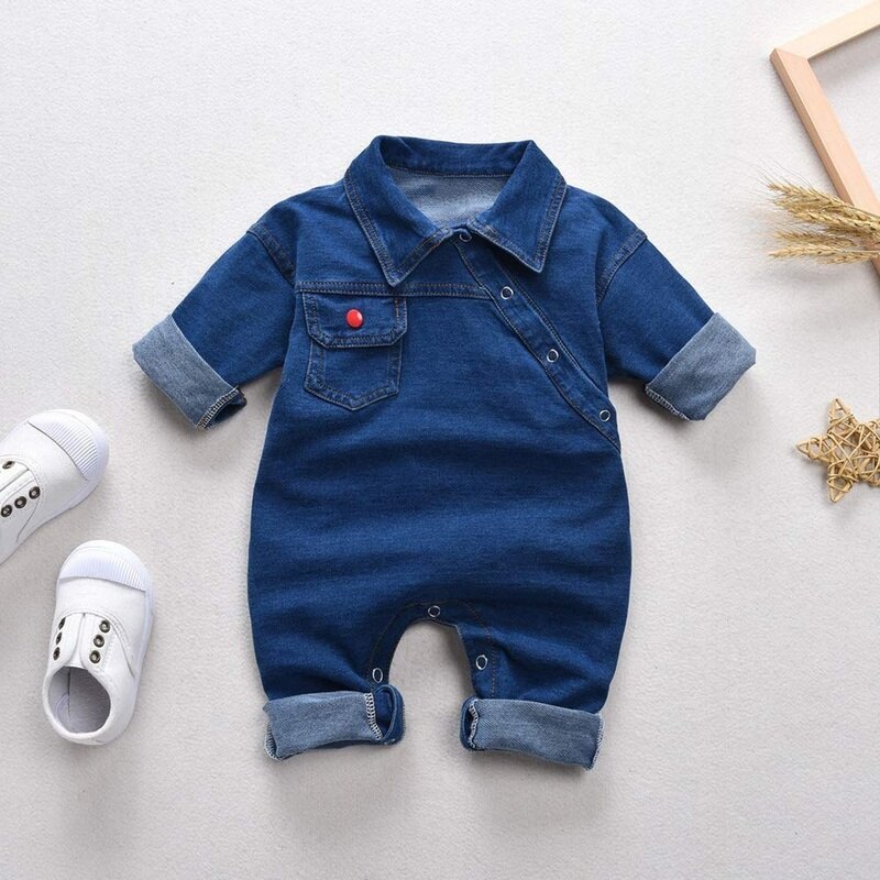 2020 Vestiti del bambino Appena nato infantile Del bambino Del Ragazzo Del bambino Vestiti Della Ragazza denim Pagliaccetto Della Tuta vestito impostato Senza Maniche solido Globale
