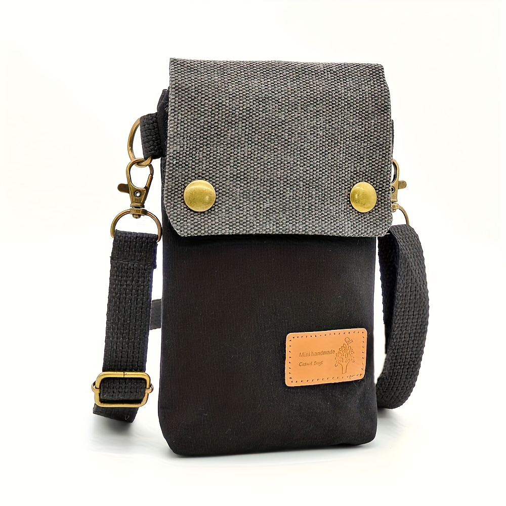 Mini bolso cruzado de tela, bolso para teléfono móvil con contraste de Color, bolso de hombro clásico para mujer, bolso cruzado pequeño, combina con todo: Beige