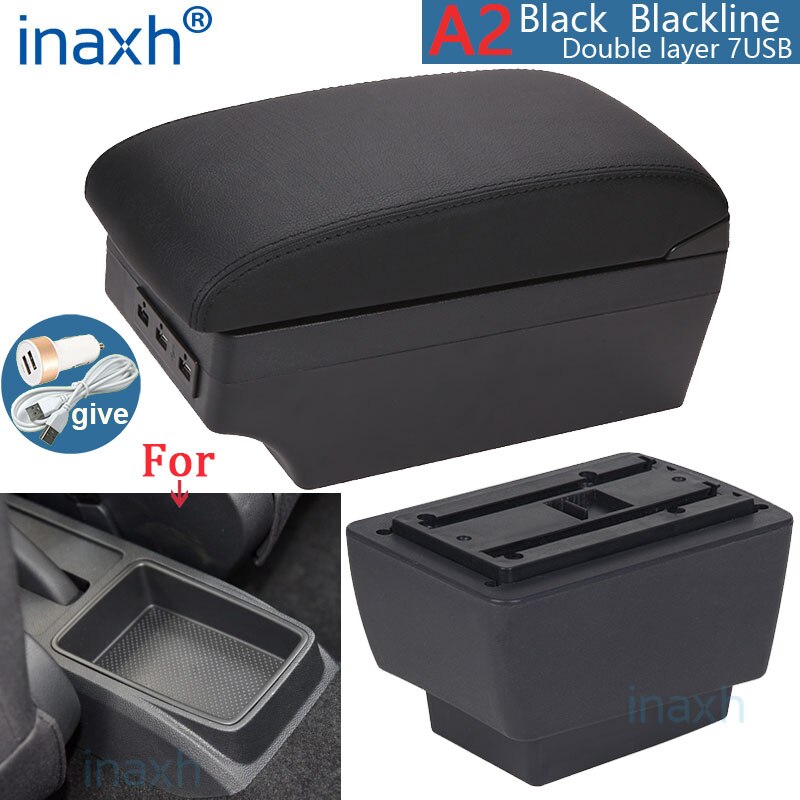 For Skoda Fabia 3 Armrest For Skoda Fabia III Combi Car Armrest box Retrofit parts Storage box car accessorie: A2 Black line 7USB
