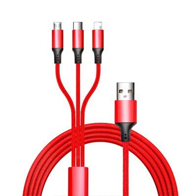 Nohon 3 em 1 cabo usb para iphone xs max xr relâmpago cabo do telefone móvel micro usb tipo c cabo de carregamento para xiaomi carregador cabo: Red