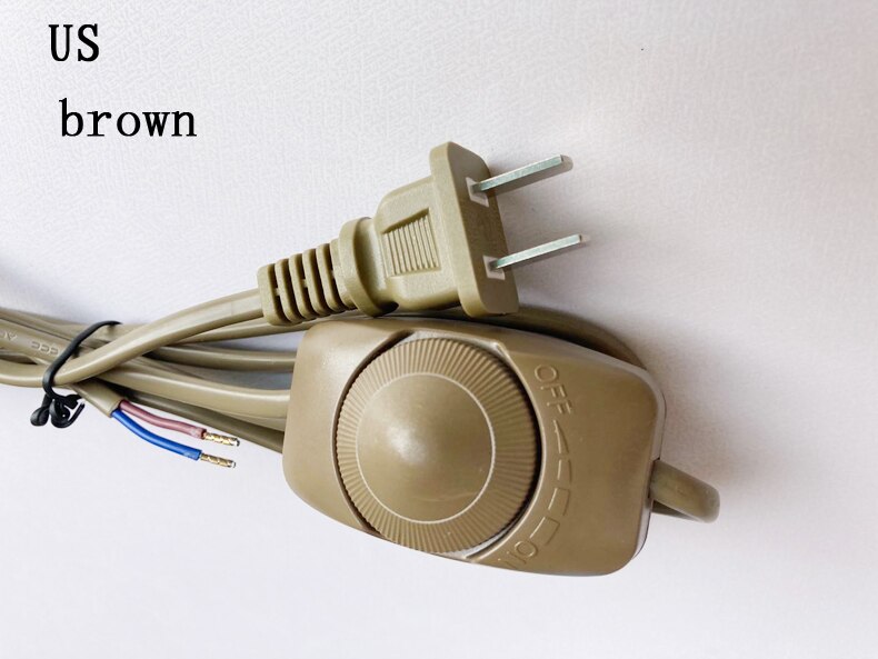 1.8M table lamp floor lamp switch dimmer wire, with cable US EU2 plug 110V/220v dimmable switch cable light controller: US brown
