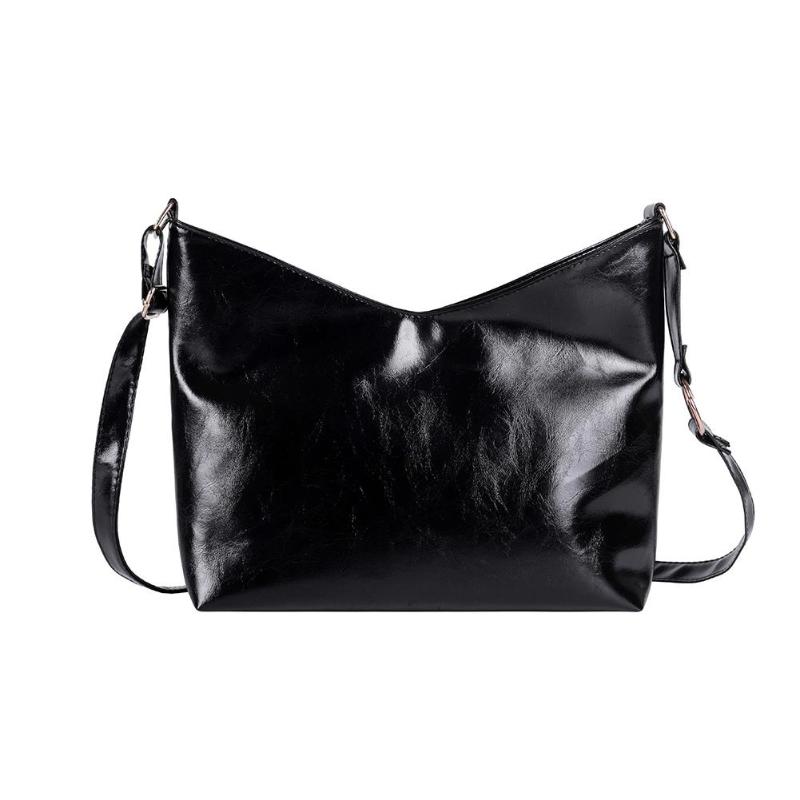 fest Farbe Crossbody Handtasche Frauen Damen PU Leder lässig Schulter Bote Umhängetasche Bolsas Feminina Mujer: schwarz