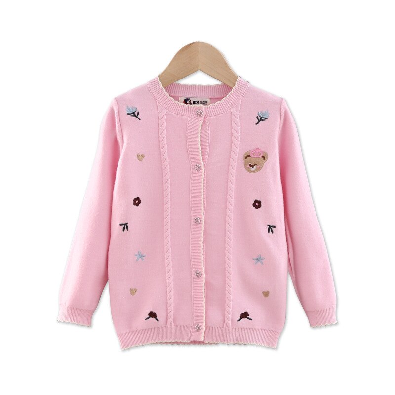 Girls Cardigans Lovely Cartoon Children Cardigans Knit Sweaters 4-14 Years Children Clothing
