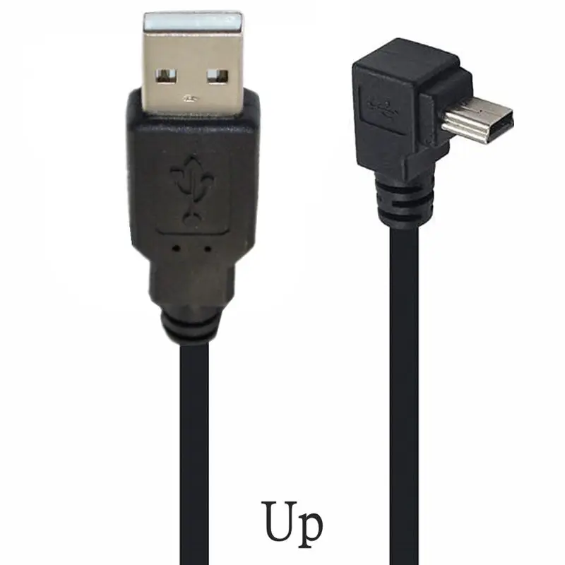 Mini USB 90 Graden Kabel UP Down Links Haaks USB 2.0 NAAR Mini USB 5pin Snelle Data Charger Kabel voor Camera MP4 Tablet GPS: Rood / 0,25 m