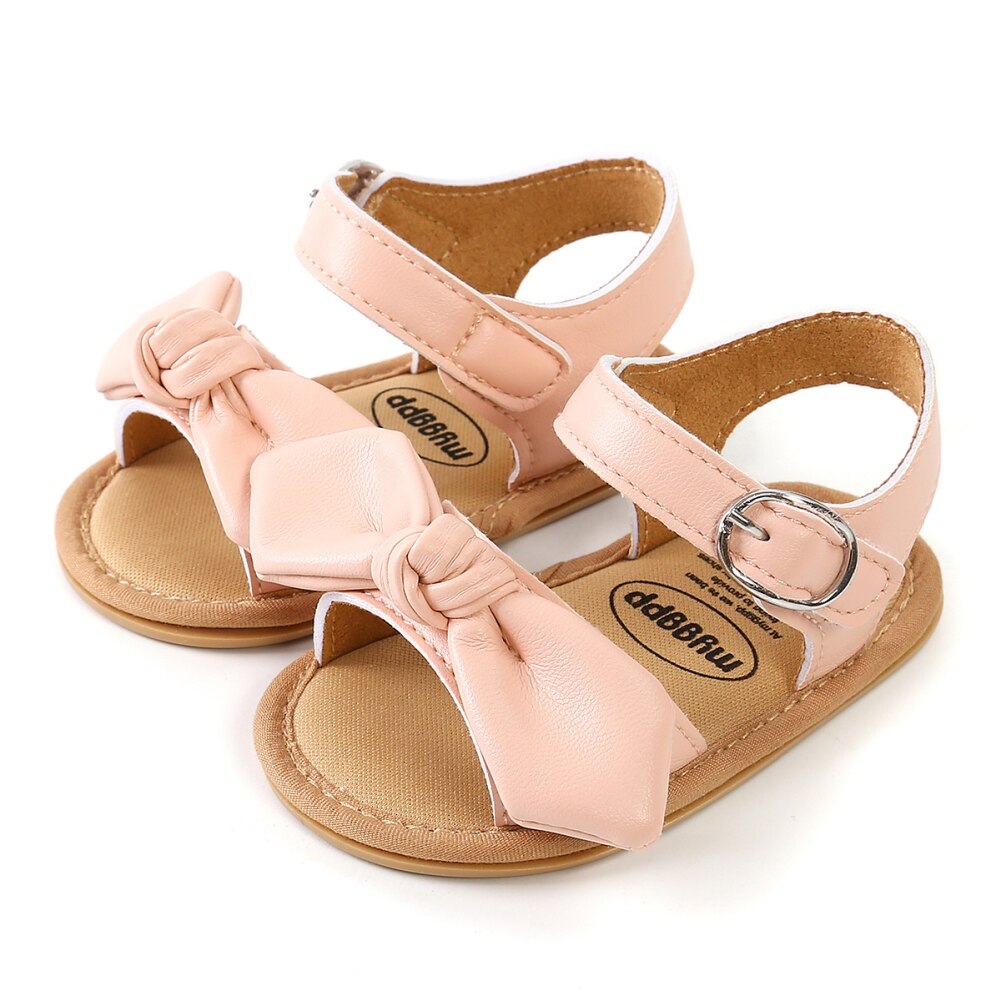 Summer Infant Baby Girls Sandals Casual Bowknot Beach Garden Shoes Anti-Slip PU Leather Flat with First Walking Shoes 0-18M: P / 7-12 Months