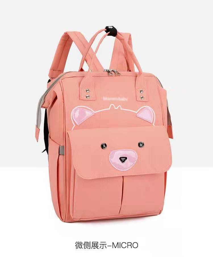 Sales] Luiertas Cartoon Multi-Functionele Mode Mom Rugzak Zuigfles Geïsoleerde Mother 'S Tas: Bear Pink