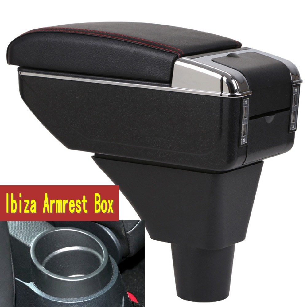 Accoudoir avec porte-gobelet et cendrier USB, boîte de rangement centrale pour Seat Ibiza