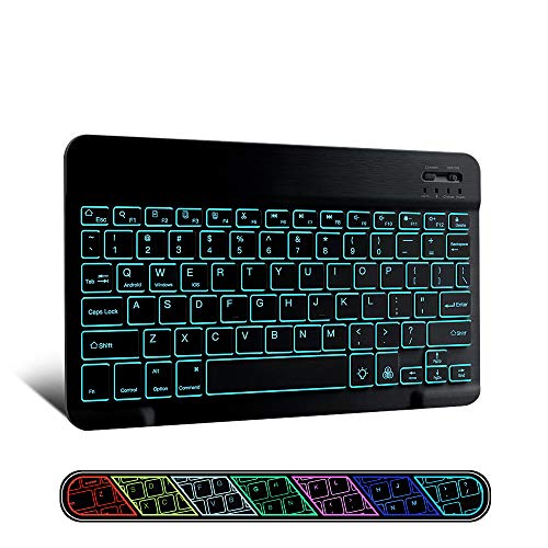 Ultra-Slanke Draadloze Bluetooth Toetsenbord 7 Kleuren Backlit Universele Oplaadbare Toetsenbord Compatibel Met Ios Android Windows: blcak backlit