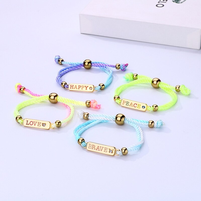 4Pcs Handgemaakte Gevlochten Armband Verstelbare Kleurrijke Touw Geweven Armband Mode-sieraden Voor Vrouwen Tiener Meisjes Party Gunsten