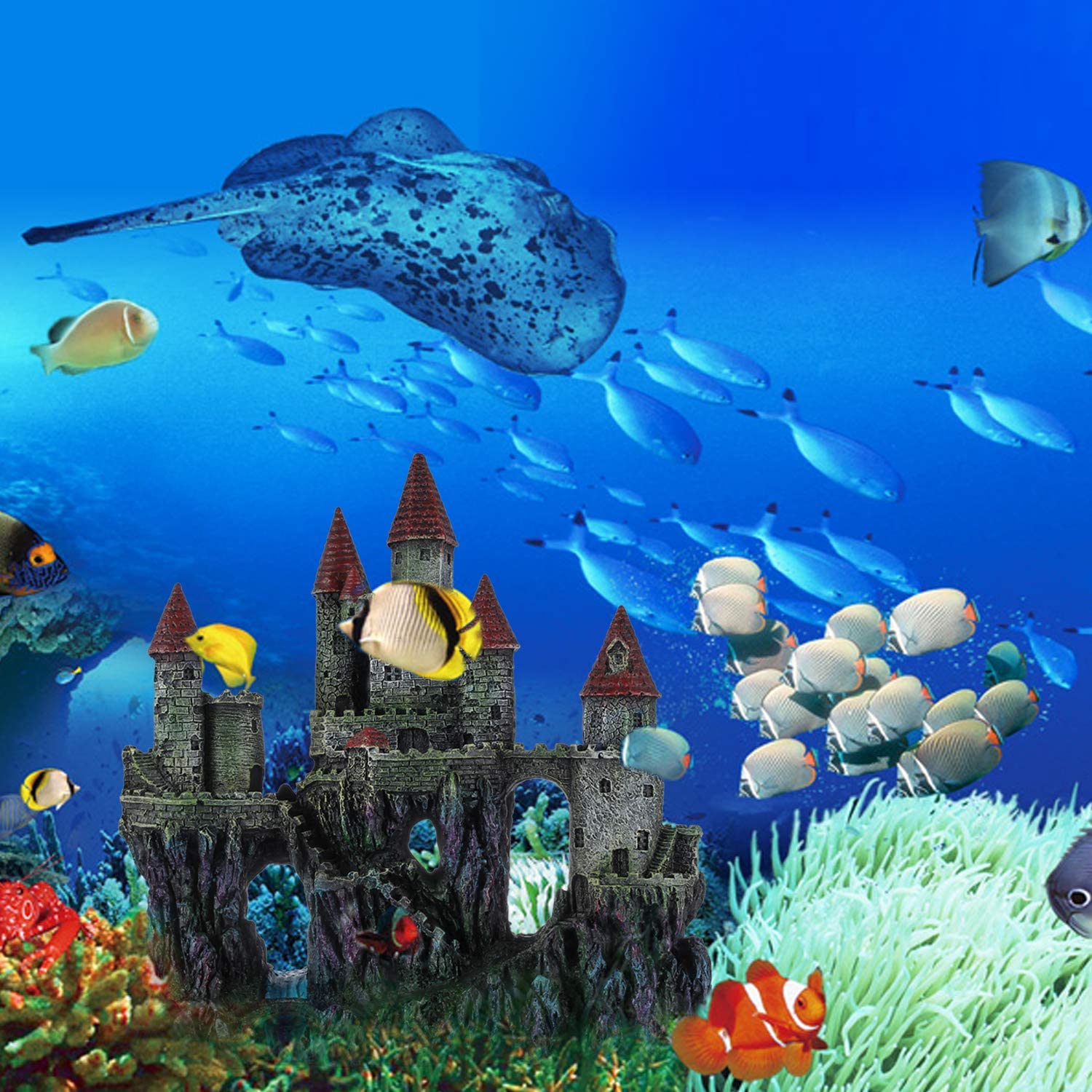 10" Fish Tank Miracliy Aquarium Decorations Castle Aquarium Ornament Super Castle Decor